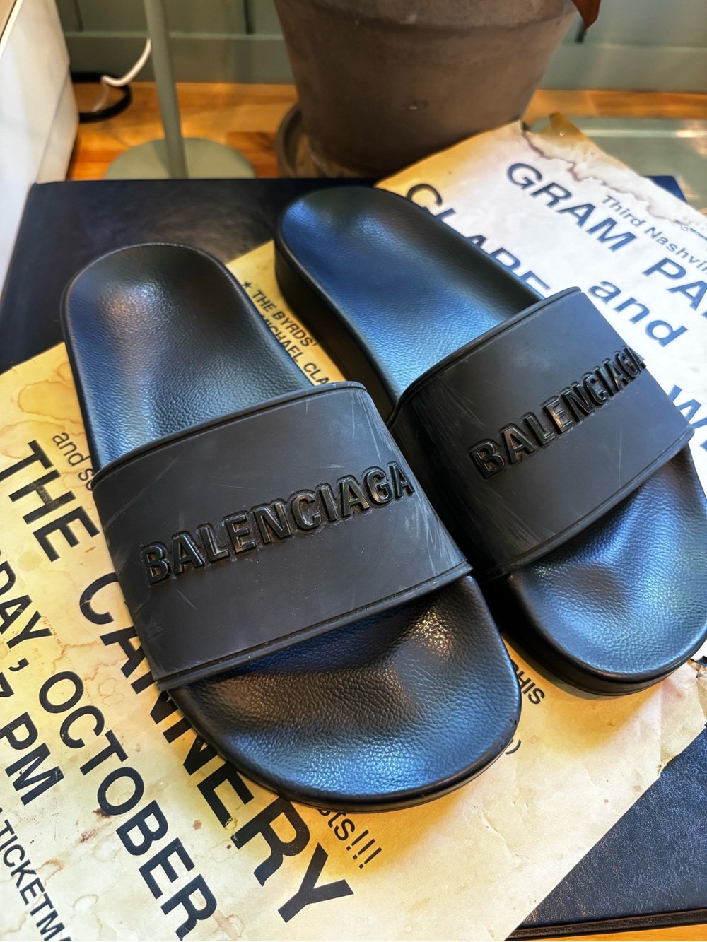 Balenciaga Triple Black Pool Slides EU 38 / US 8  Never Worn